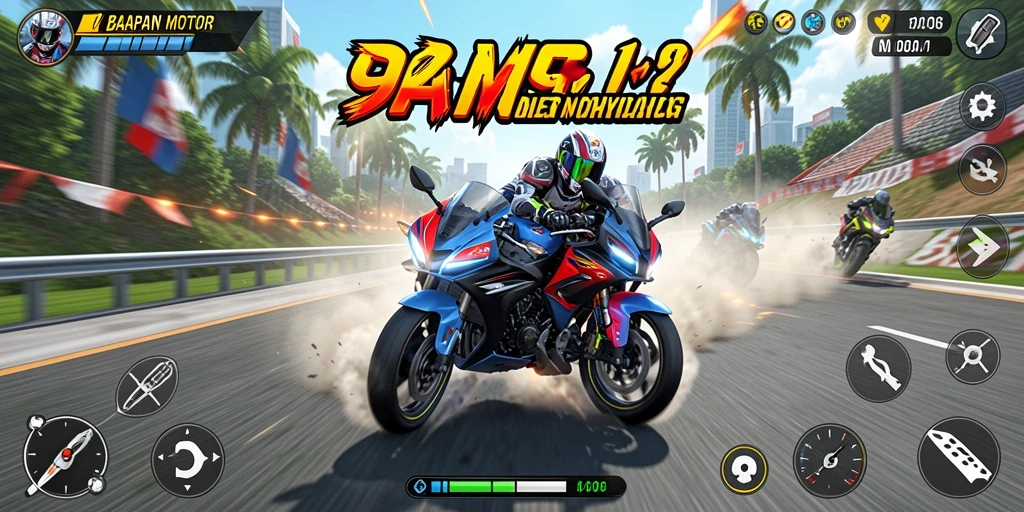 Gameplay menegangkan di balapan motor 9N9N.