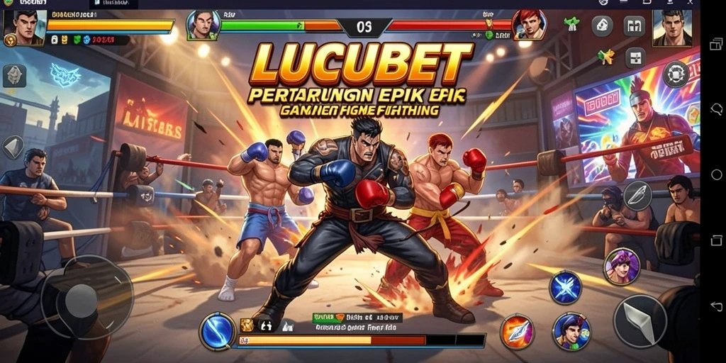 Screenshot gameplay LUCUBET yang penuh aksi pertarungan.
