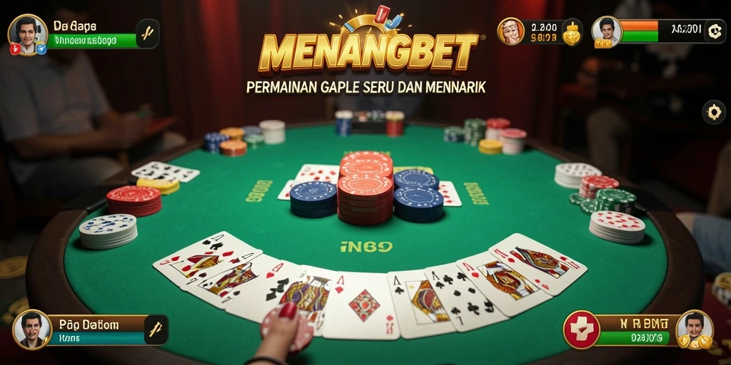 Tampilan gameplay seru dalam MENANGBET yang menampilkan kartu Gaple.
