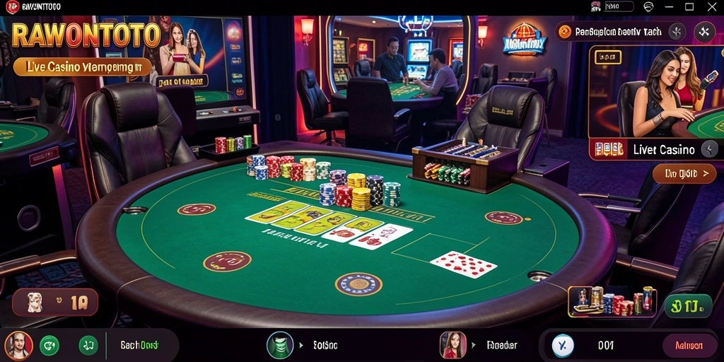 Screenshot gameplay RAWONTOTO menampilkan dealer langsung yang menghibur.