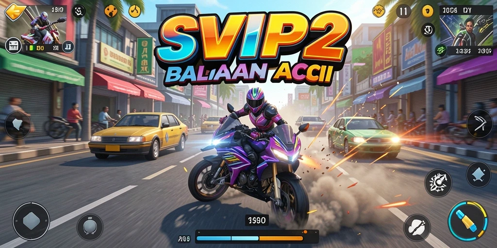 Screenshot gameplay SVIP2 menampilkan balapan mendebarkan di trek yang penuh tantangan.