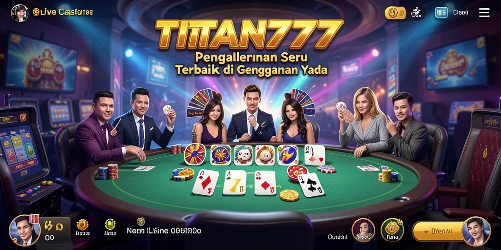 Screenshot gameplay Live Casino TITAN777 dengan dealer profesional dan permainan menarik.